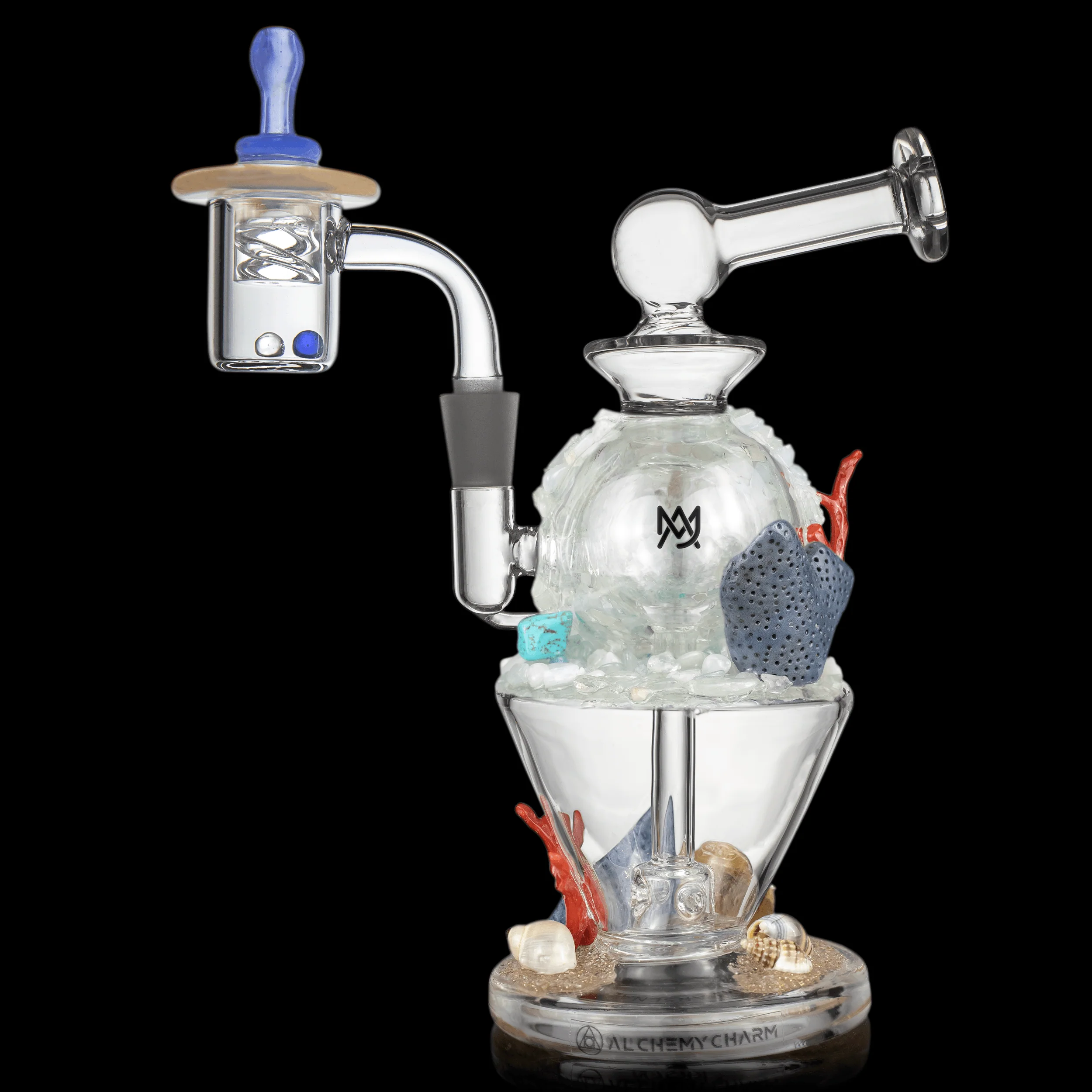 MJA X Alchemy Charm X Simpal Glass Gemini Dab Rig Bundle (Coral)
